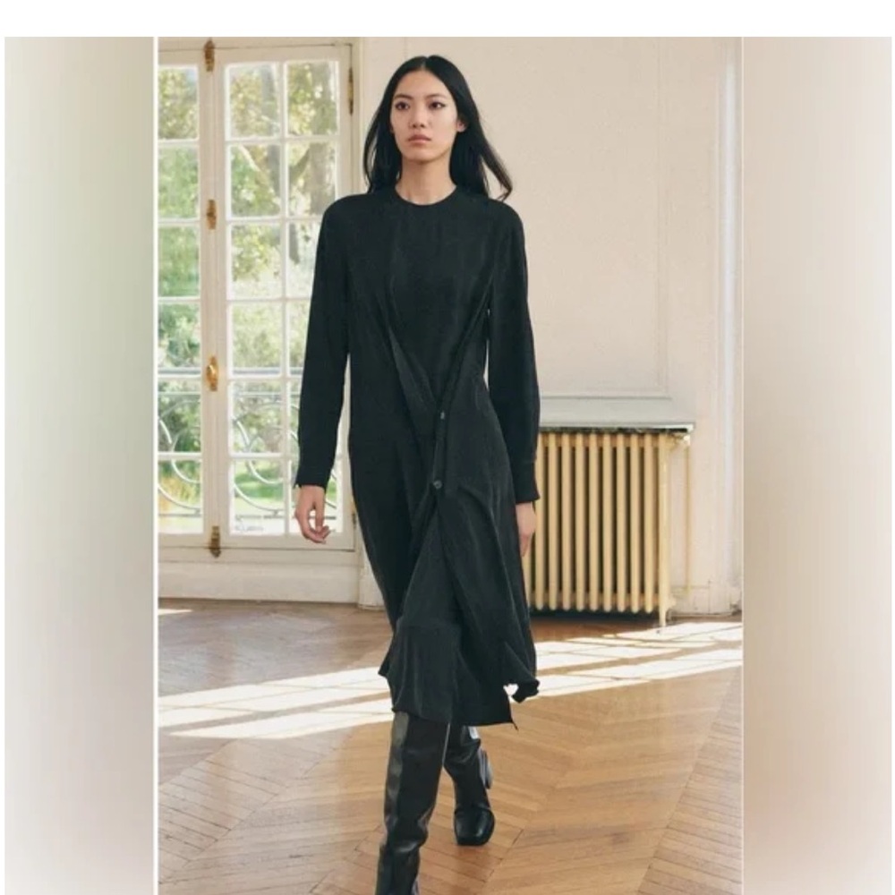 Zara Black Long Sleeve Midi Dress